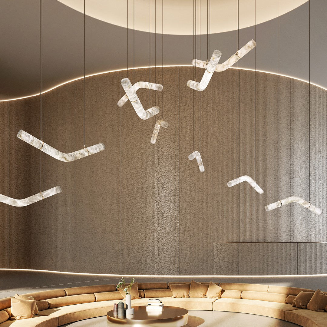 Streamlined Alabaster Pendant Lamp by Bling Lighting Studio