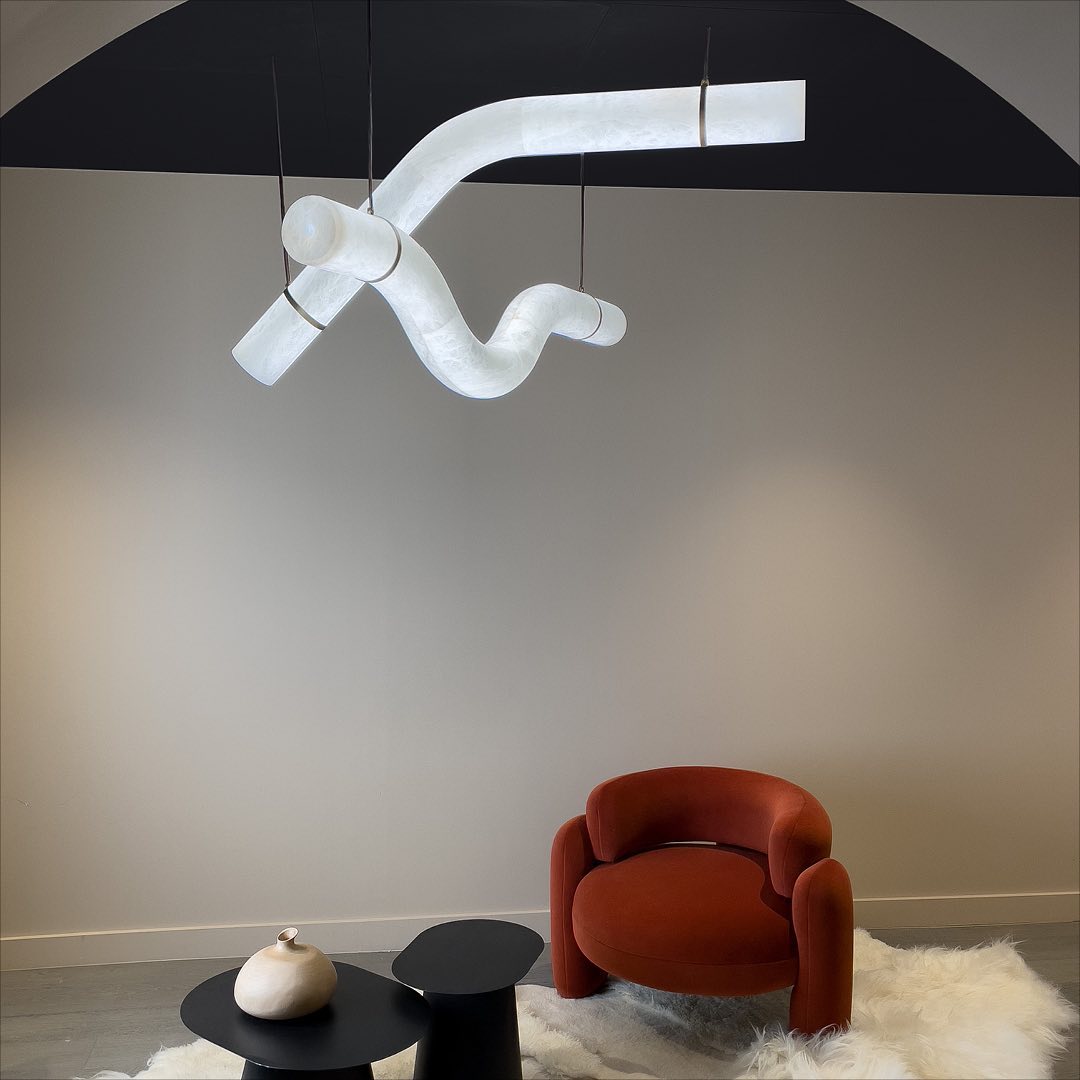 Streamlined Alabaster Pendant Lamp by Bling Lighting Studio