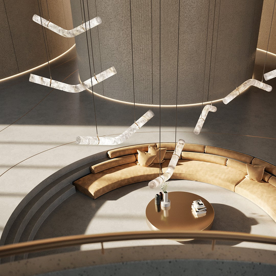 Streamlined Alabaster Pendant Lamp by Bling Lighting Studio