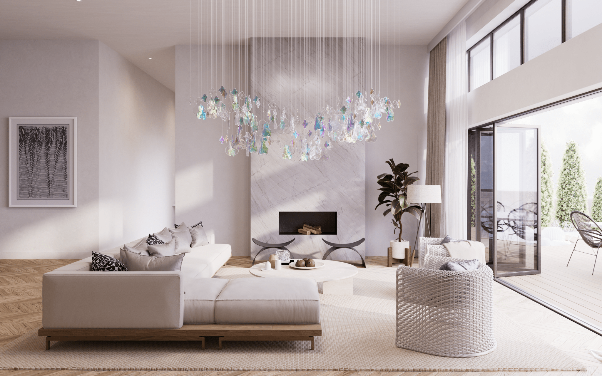 Iris Iridescent Blossom Chandelier
