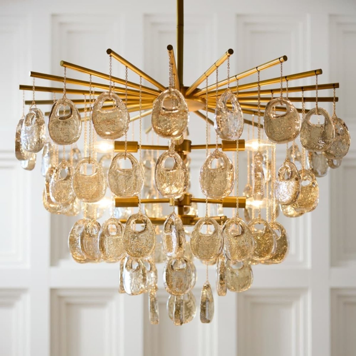 Modern Cascading Amber Glass Drop Chandelier additional product view
