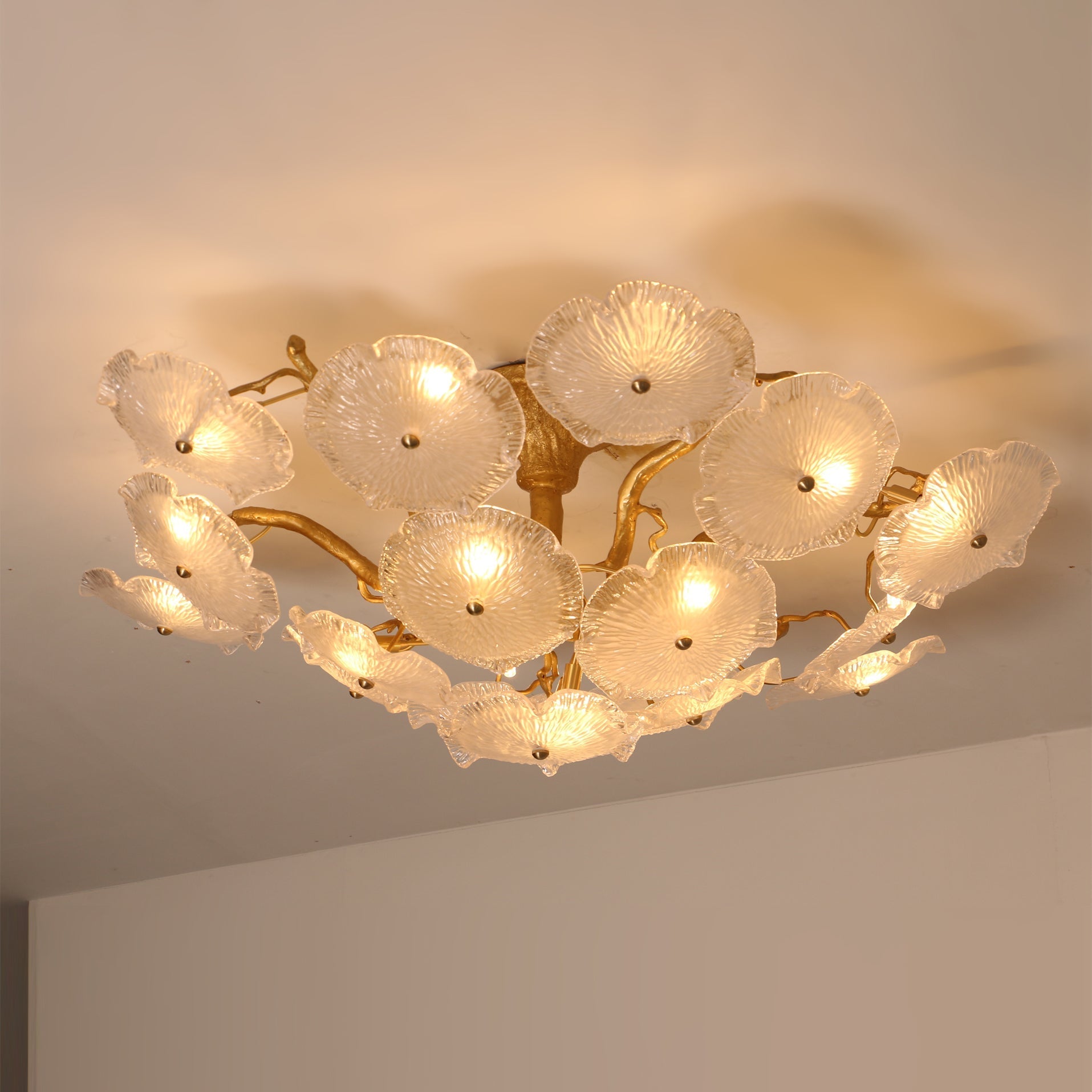 Kamal Branch Brass Crystal Flushmount by Bling Lighting Studio