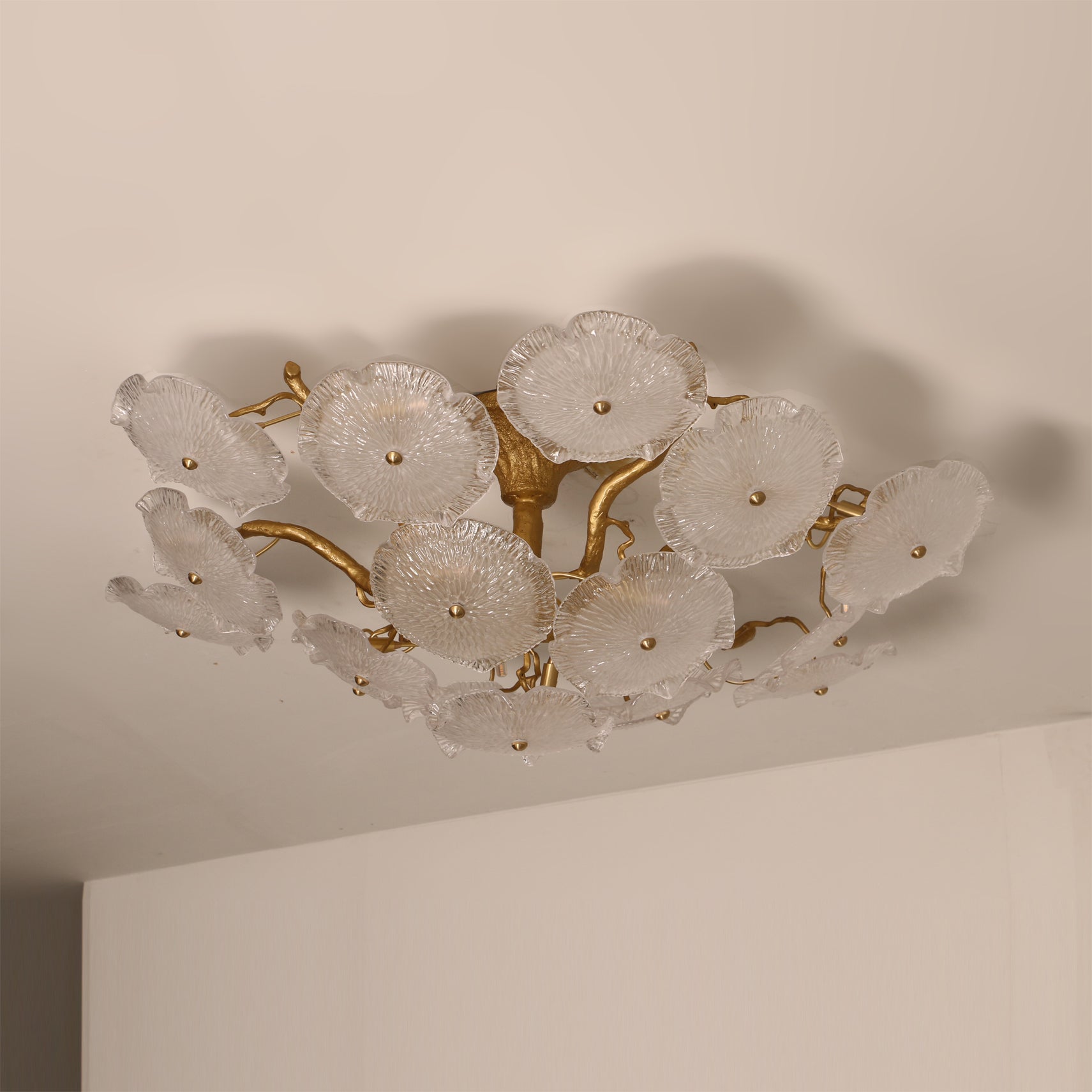 Kamal Branch Brass Crystal Flushmount by Bling Lighting Studio
