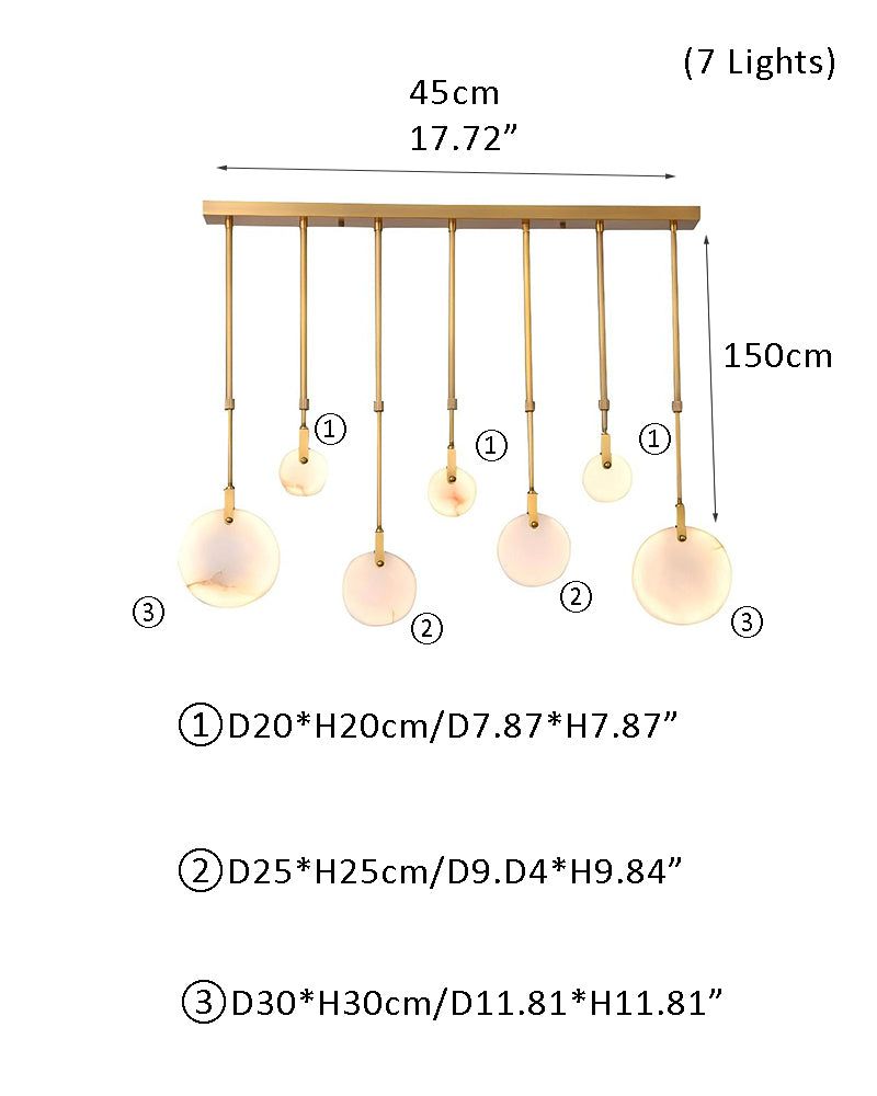 Postmodern LED Spanish Marble Chandelier Lamp in Brass for staircase by Bling Lighting Studio
