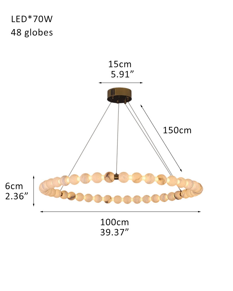 Modern Pearl Alabaster Necklace Circle Triple Chandelier with Dia 60+80+100cm by Bling Lighting Studio