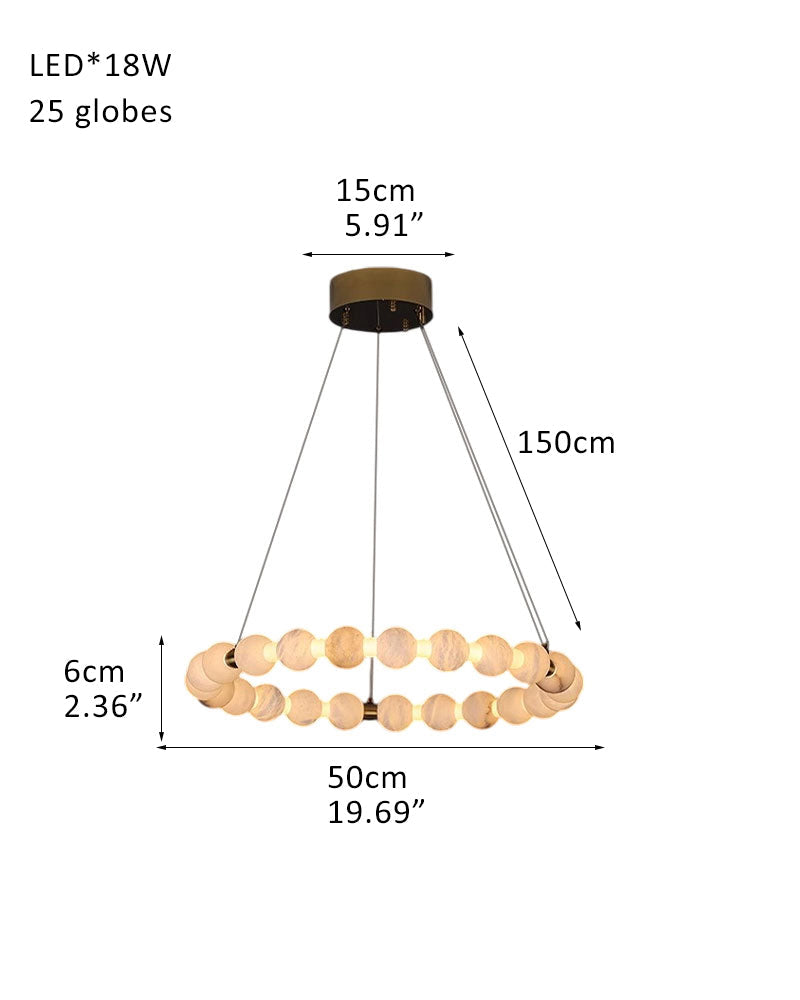 Modern Pearl Alabaster Necklace Circle Triple Chandelier with Dia 60+80+100cm by Bling Lighting Studio