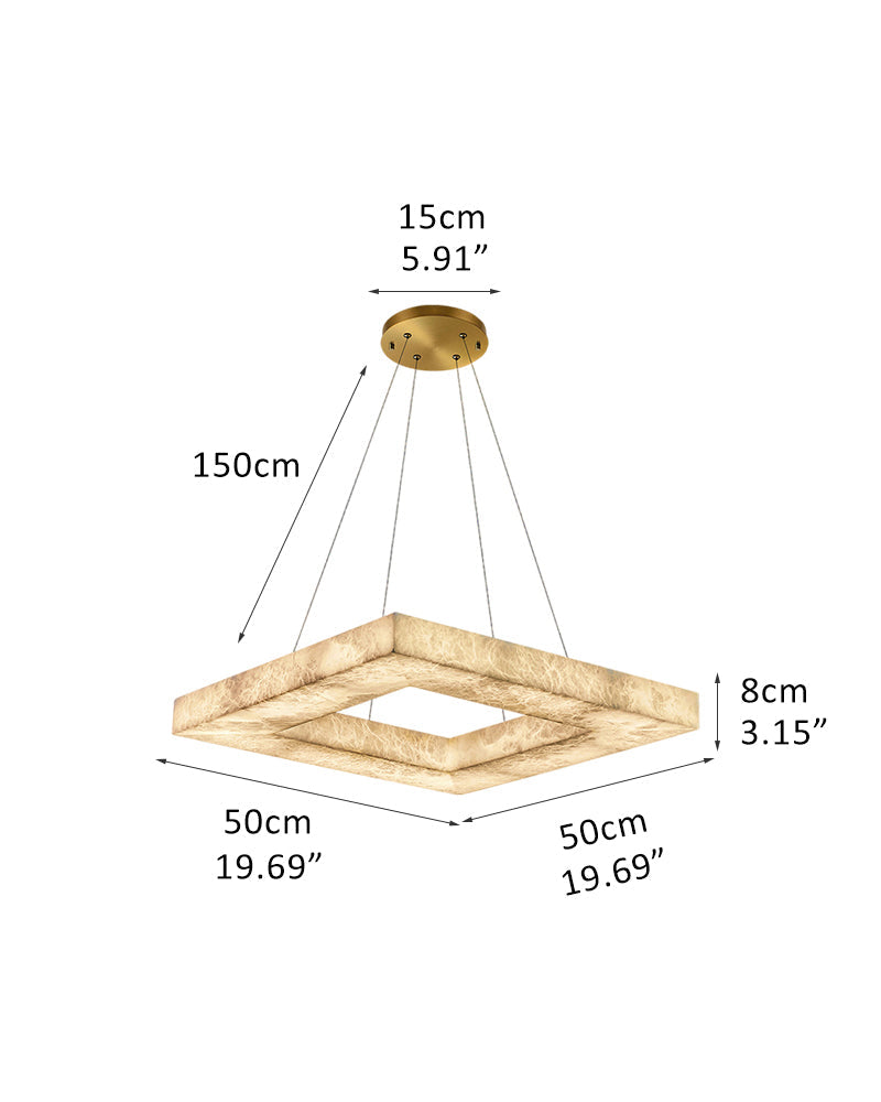 Square/Rectangle Large Alabaster Chandelier, 20" 24" 32" 40" 58" 60" 71" 79" Dia