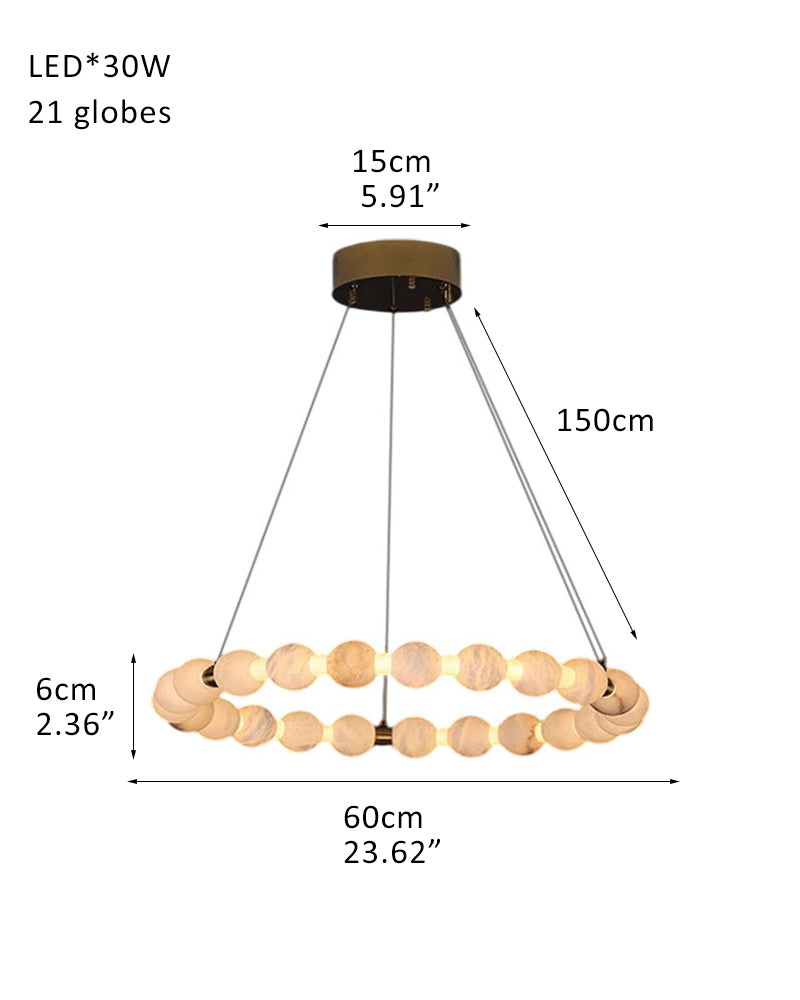 Modern Pearl Alabaster Necklace Circle Triple Chandelier with Dia 60+80+100cm by Bling Lighting Studio