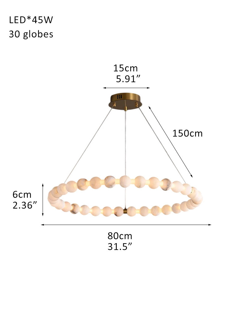 Modern Pearl Alabaster Necklace Circle Triple Chandelier with Dia 60+80+100cm by Bling Lighting Studio