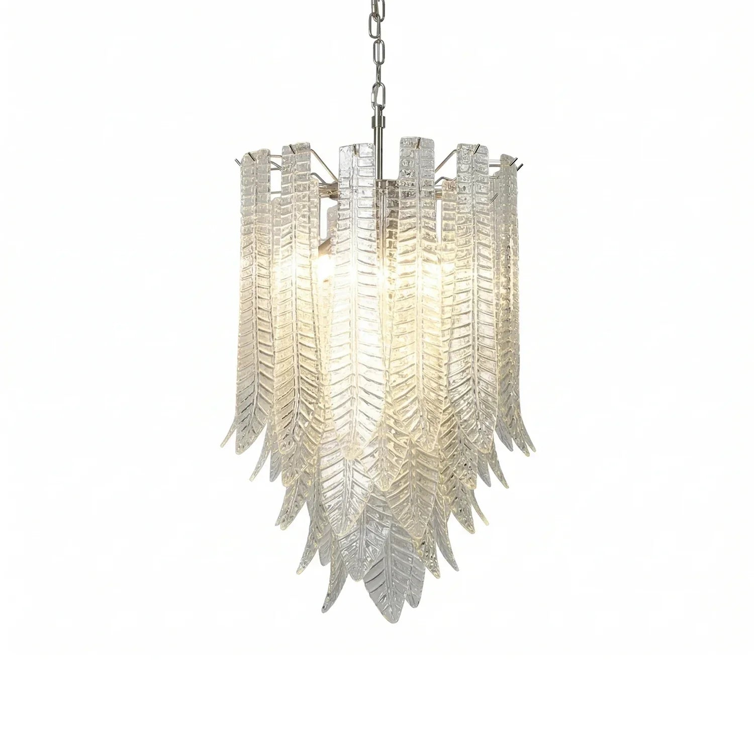 Leaf-Textured Layered Glass Chandelier by Bling Lighting Studio