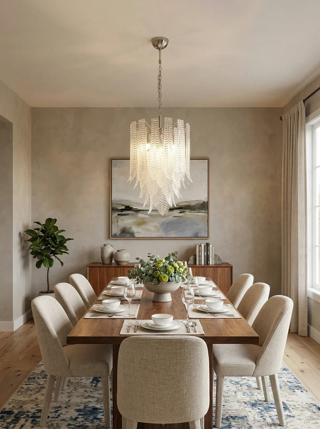 Leaf-Textured Layered Glass Chandelier additional product view