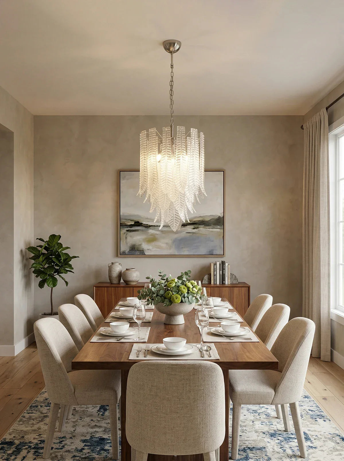 Leaf-Textured Layered Glass Chandelier additional product view