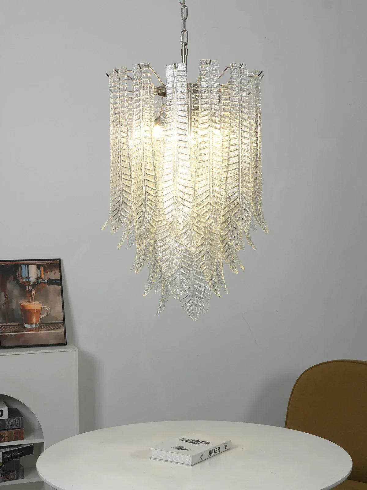 Leaf-Textured Layered Glass Chandelier product image