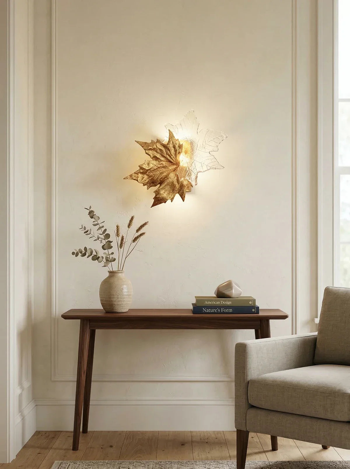 Leaf-shaped Crystal Branch Wall Light lamp detail view