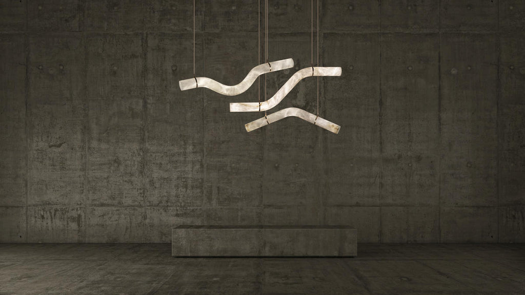 Glacera Simplicity Alabaster Curved Chandelier by Bling Lighting Studio