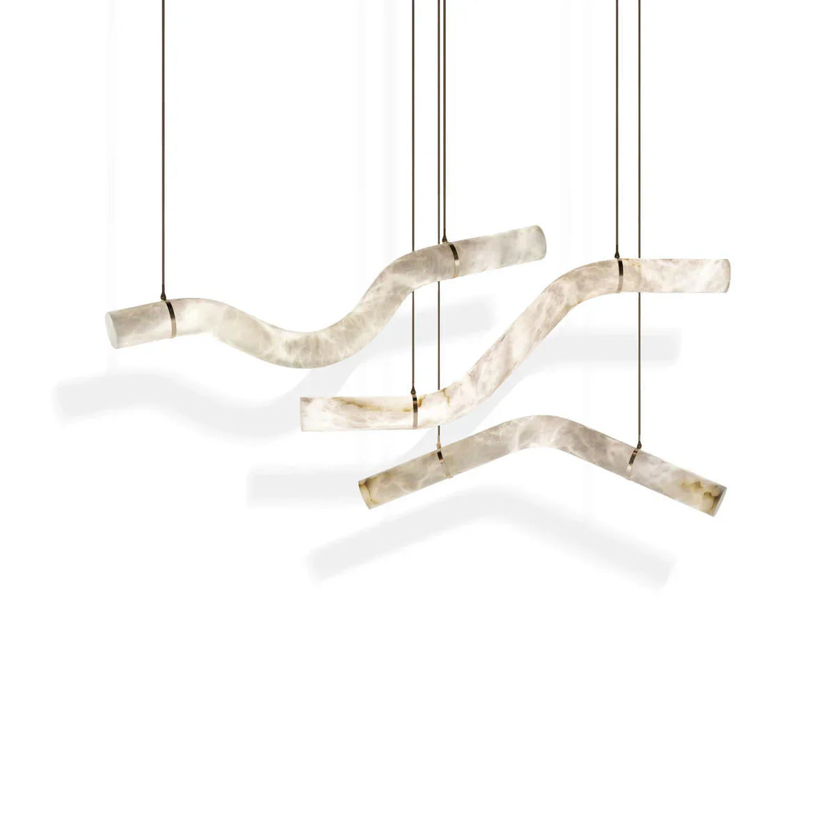 Modern Alabaster Curved Chandelier for Living/Dining Room by Bling Lighting Studio