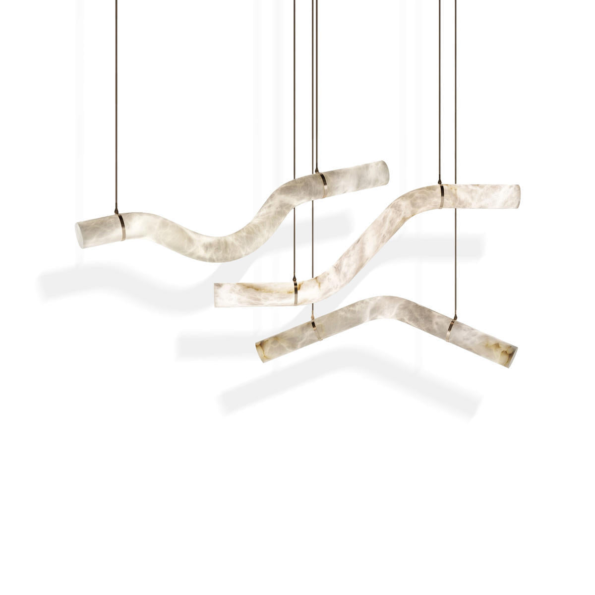 Glacera Simplicity Alabaster Curved Chandelier by Bling Lighting Studio