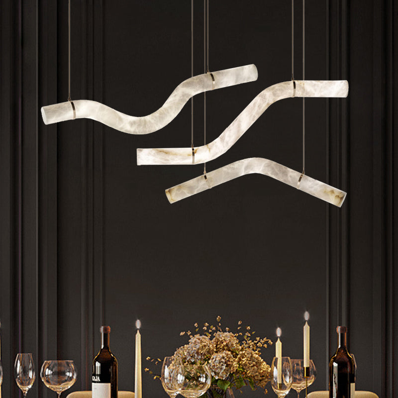 Glacera Simplicity Alabaster Curved Chandelier by Bling Lighting Studio