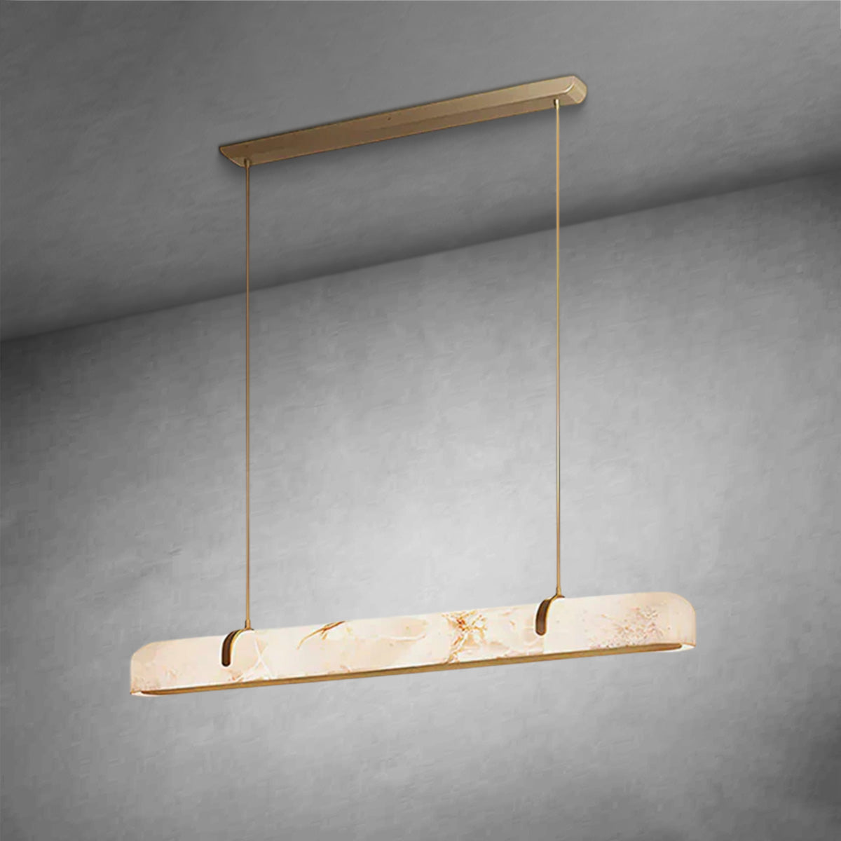 Linear Alabaster Chandelier, Kitchen Island Pendant Light by Bling Lighting Studio