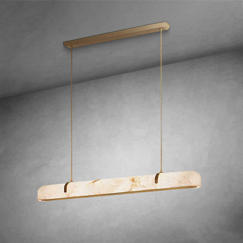 Linear Alabaster Chandelier, Kitchen Island Pendant Light by Bling Lighting Studio
