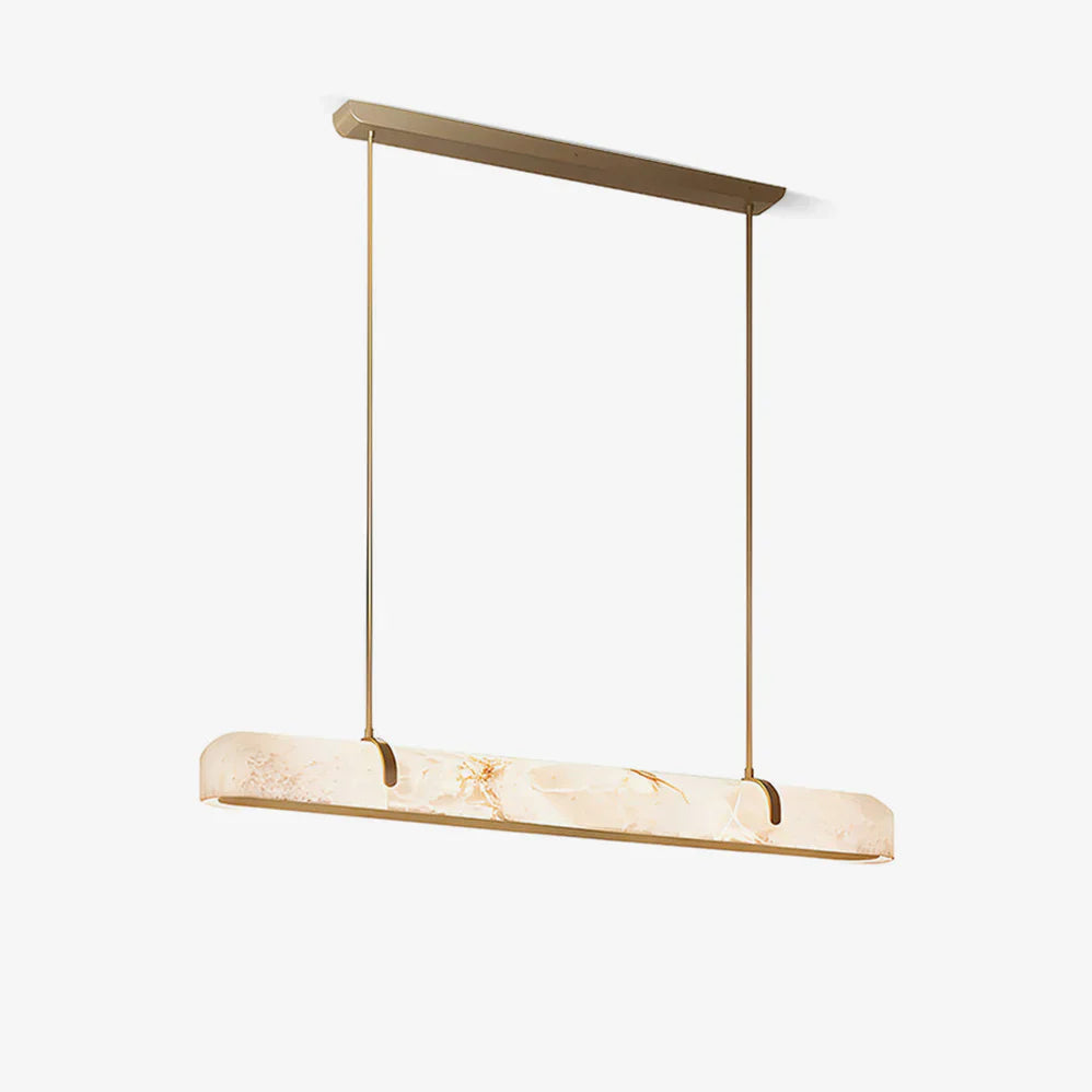 Linear Alabaster Chandelier, Kitchen Island Pendant Light by Bling Lighting Studio