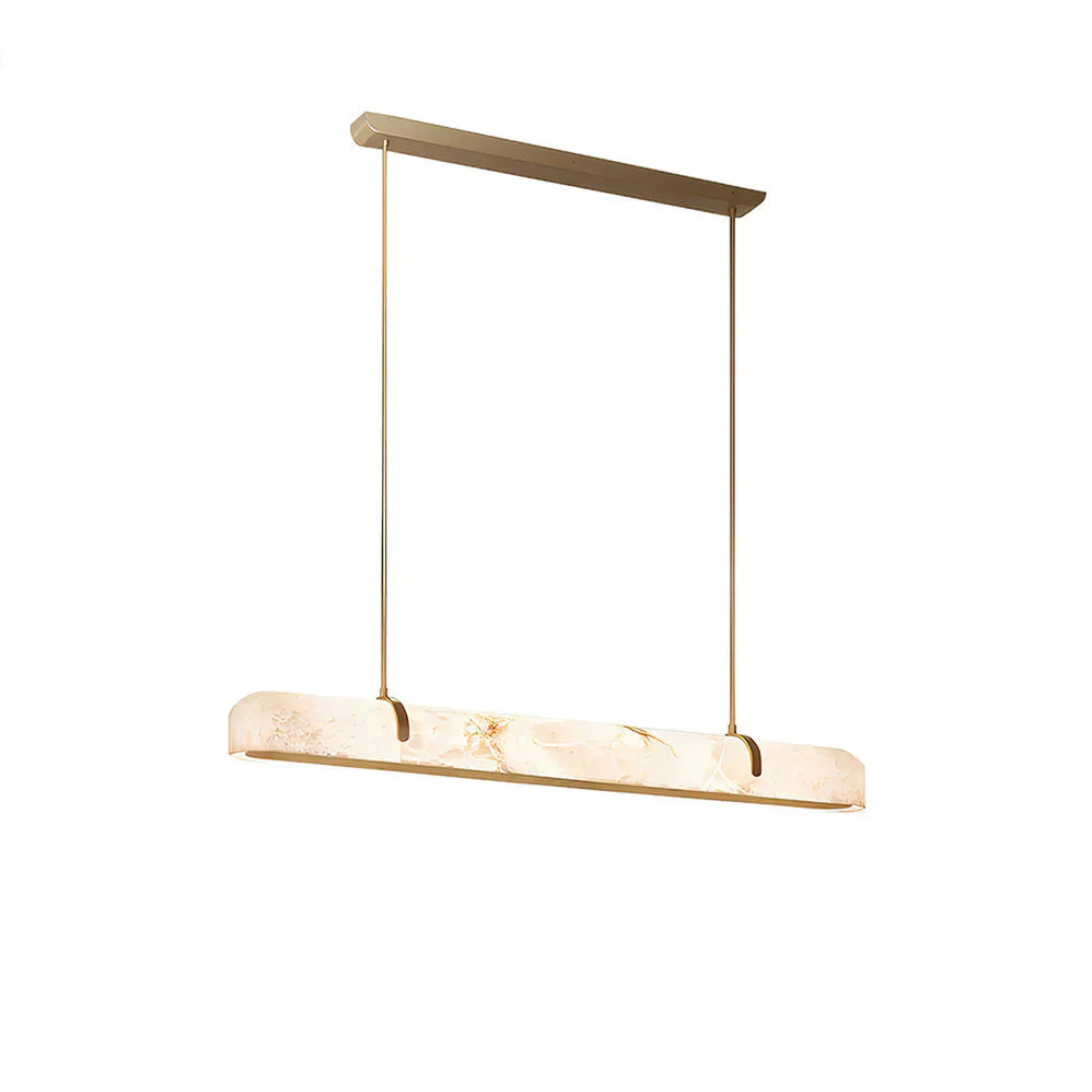 Linear Alabaster Chandelier, Kitchen Island Pendant Light by Bling Lighting Studio