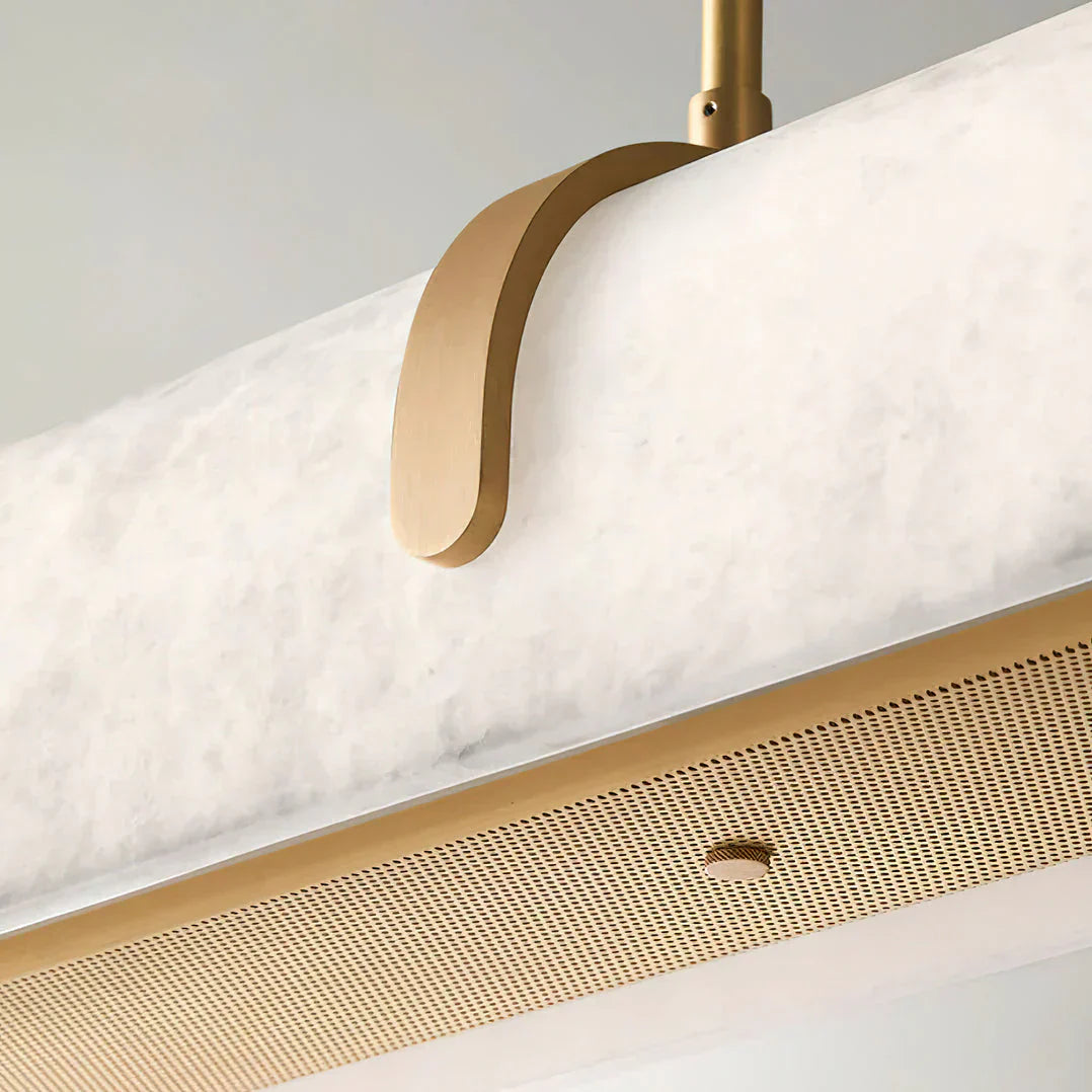 Linear Alabaster Chandelier, Kitchen Island Pendant Light by Bling Lighting Studio