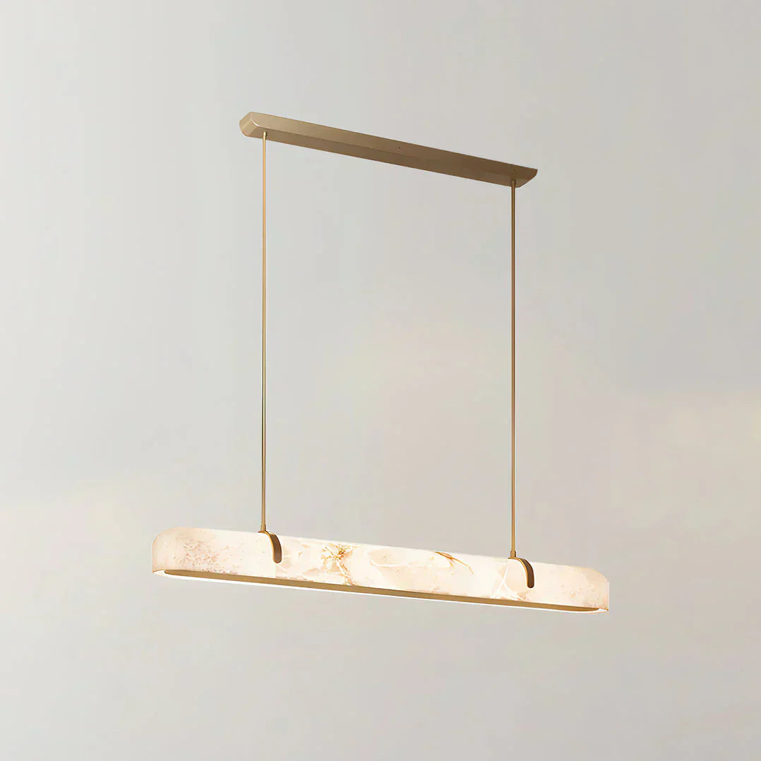 Linear Alabaster Chandelier, Kitchen Island Pendant Light by Bling Lighting Studio