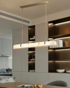 Linear Alabaster Chandelier, Kitchen Island Pendant Light by Bling Lighting Studio