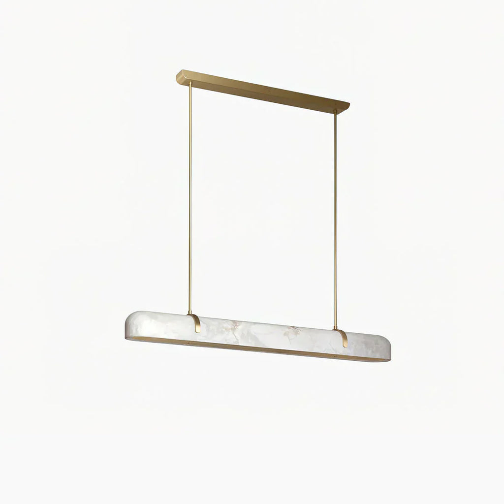 Linear Alabaster Chandelier, Kitchen Island Pendant Light by Bling Lighting Studio