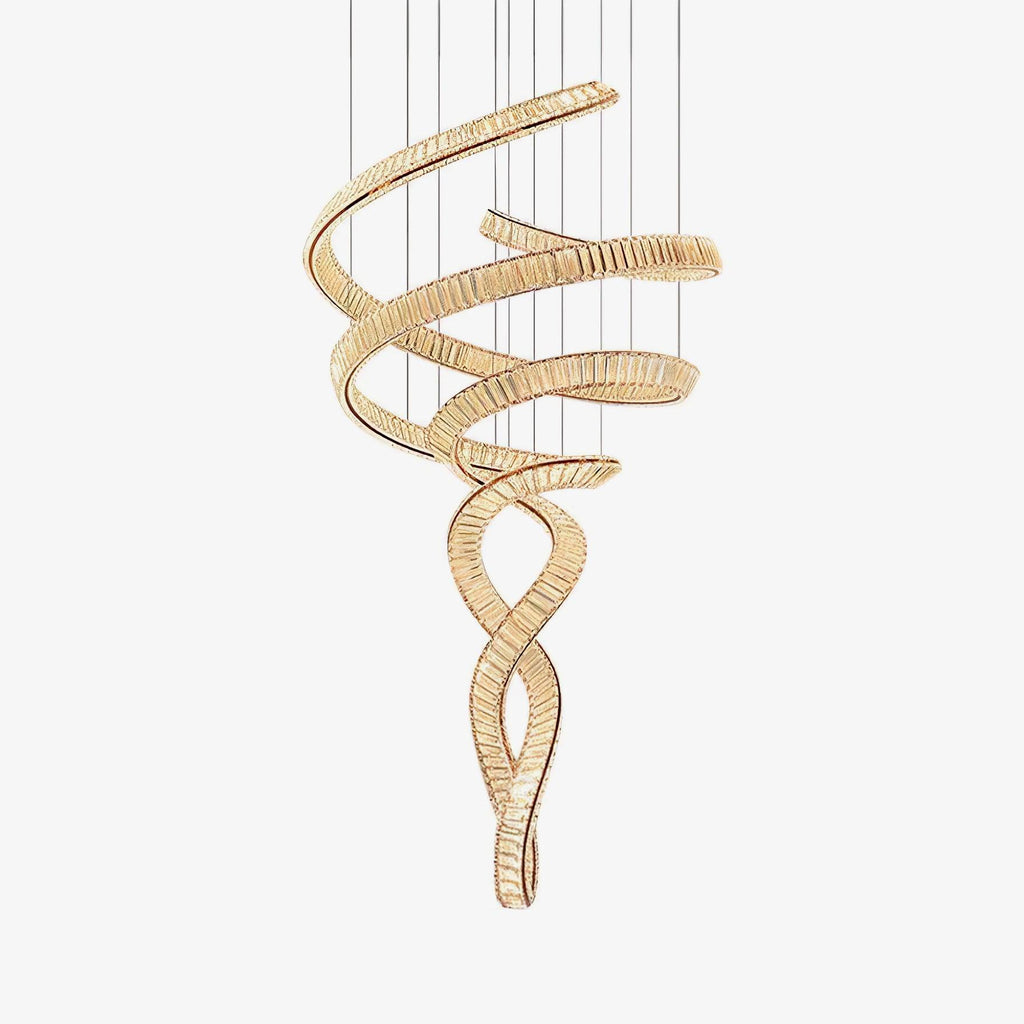 Tall Twisting Glass Staircase Chandelier product image
