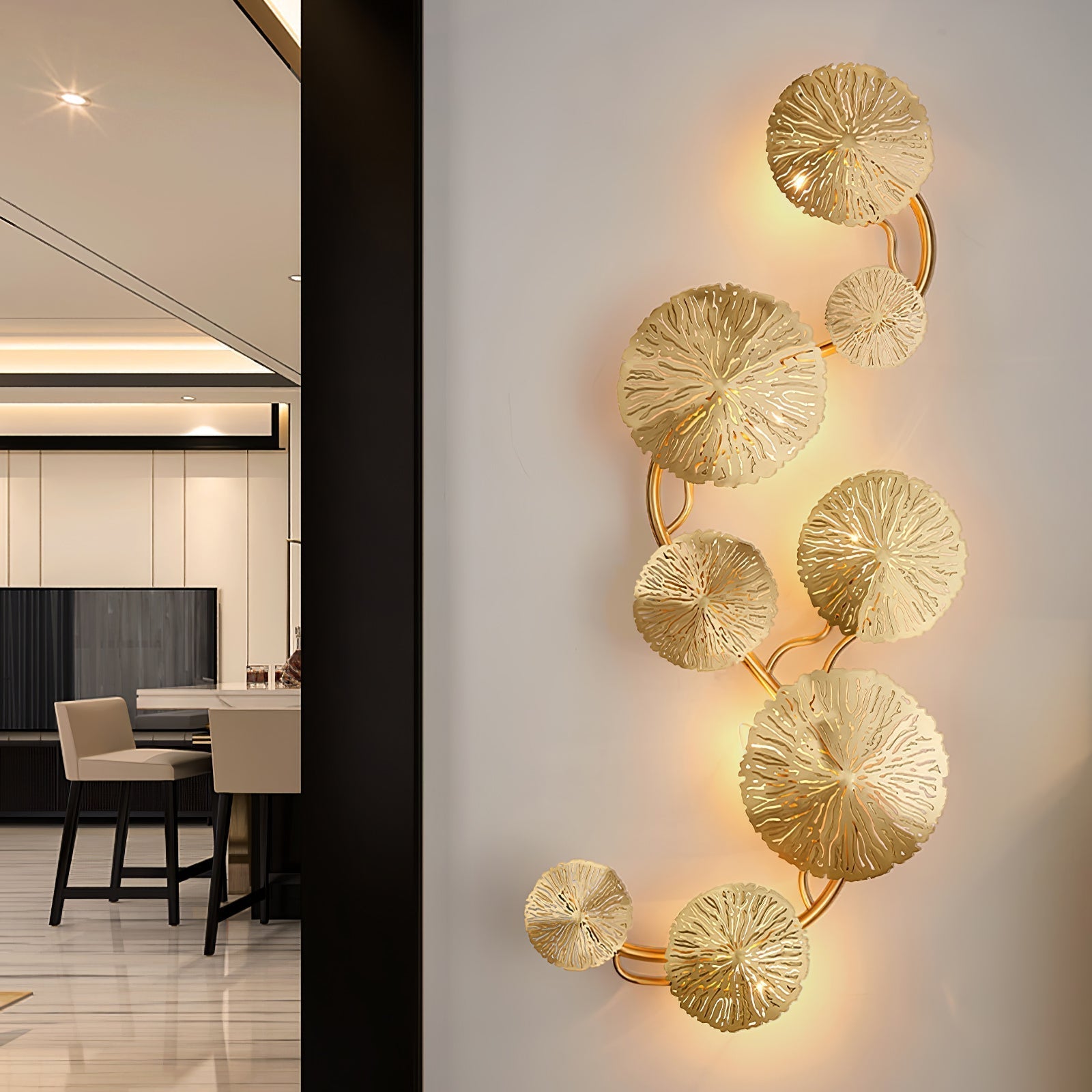 Lotus Leaf Branch Wall Sconce detail view