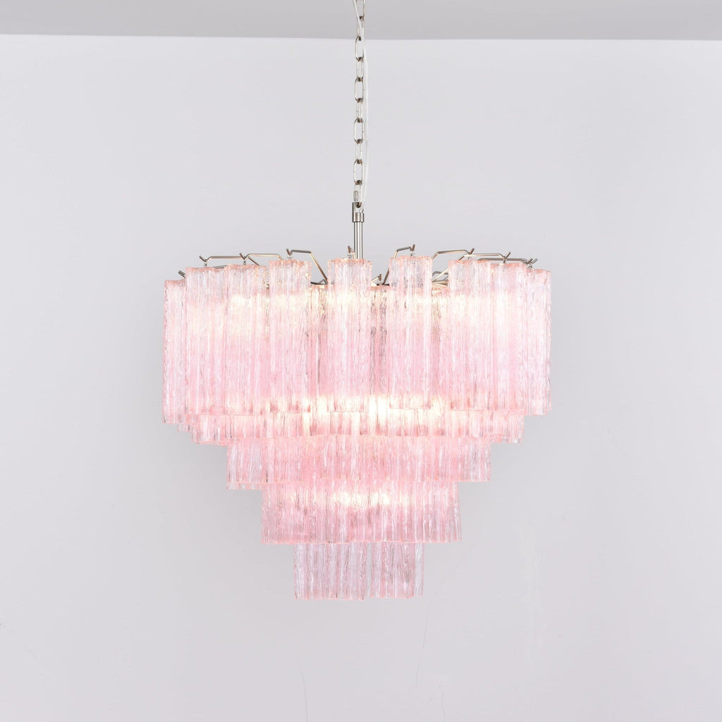 Luxury Murano Rosa Tube Chandelier by Bling Lighting Studio