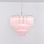 Luxury Murano Rosa Tube Chandelier by Bling Lighting Studio