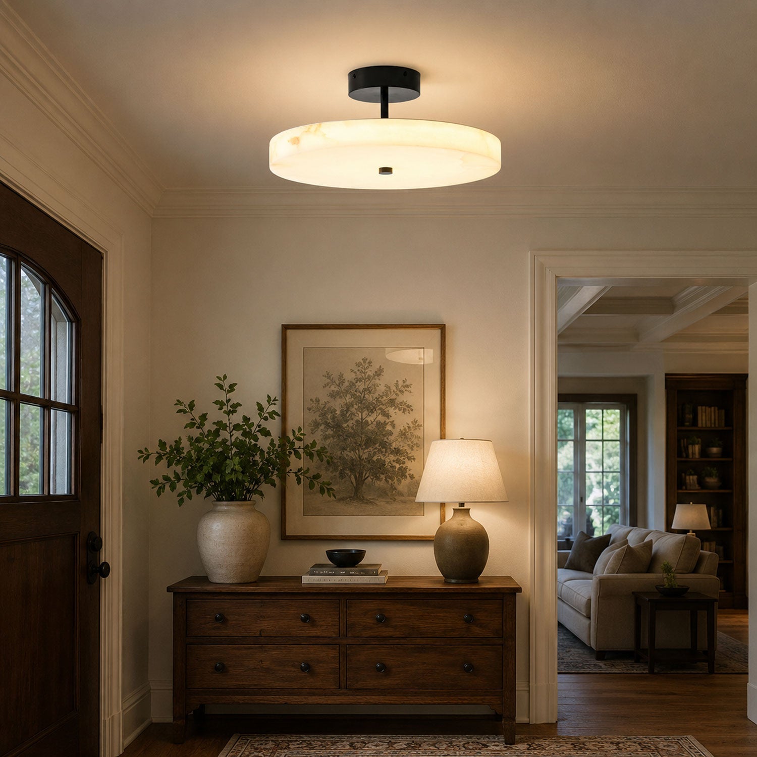 Luma Linen Drum Ceiling Light