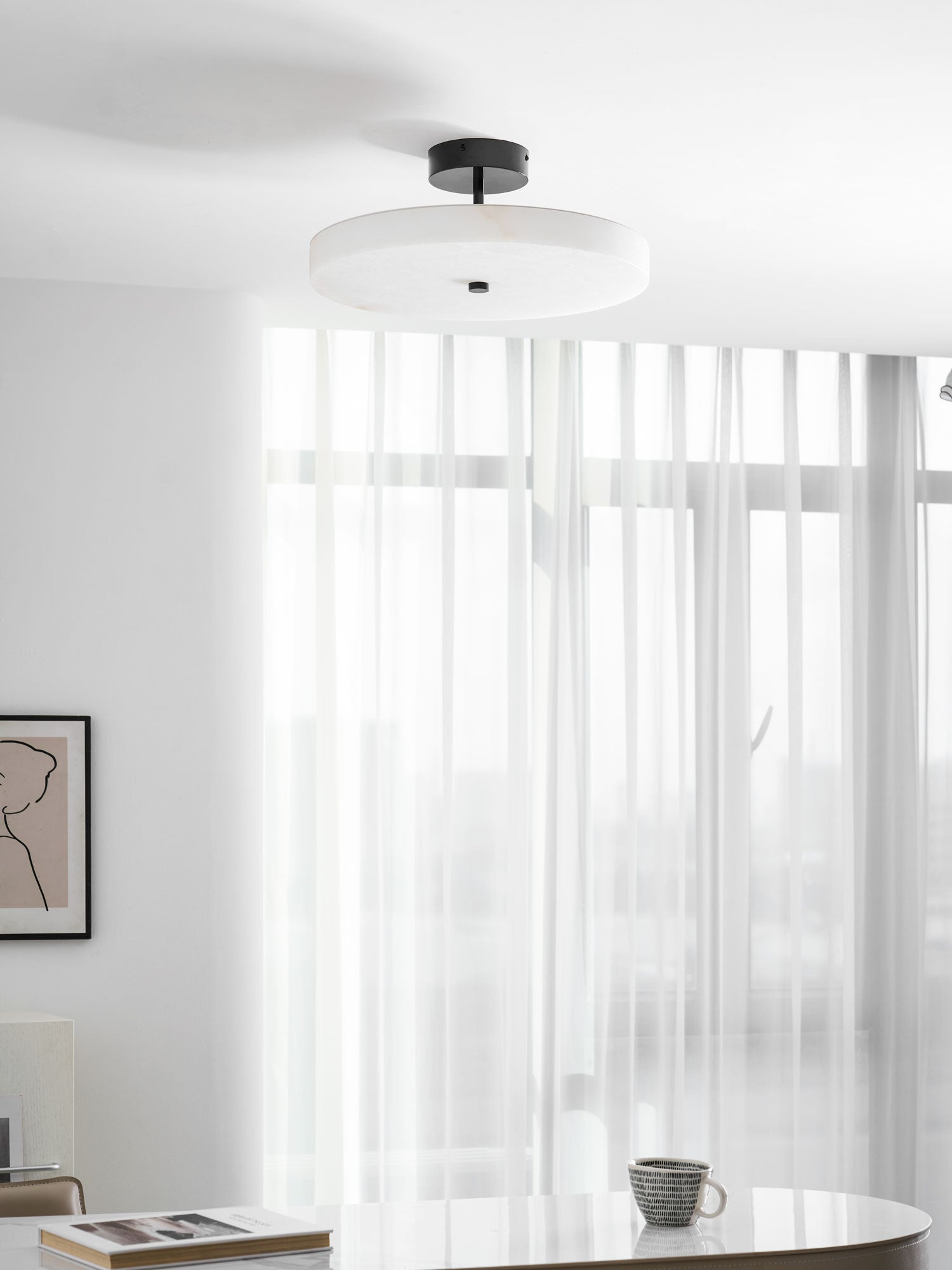 Luma Linen Drum Ceiling Light
