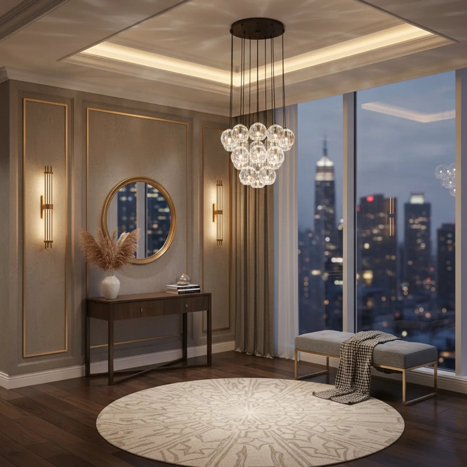 Luxury Faceted Crystal Cluster Chandelier