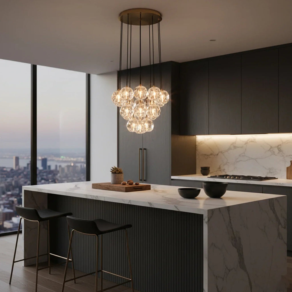 Luxury Faceted Crystal Cluster Chandelier