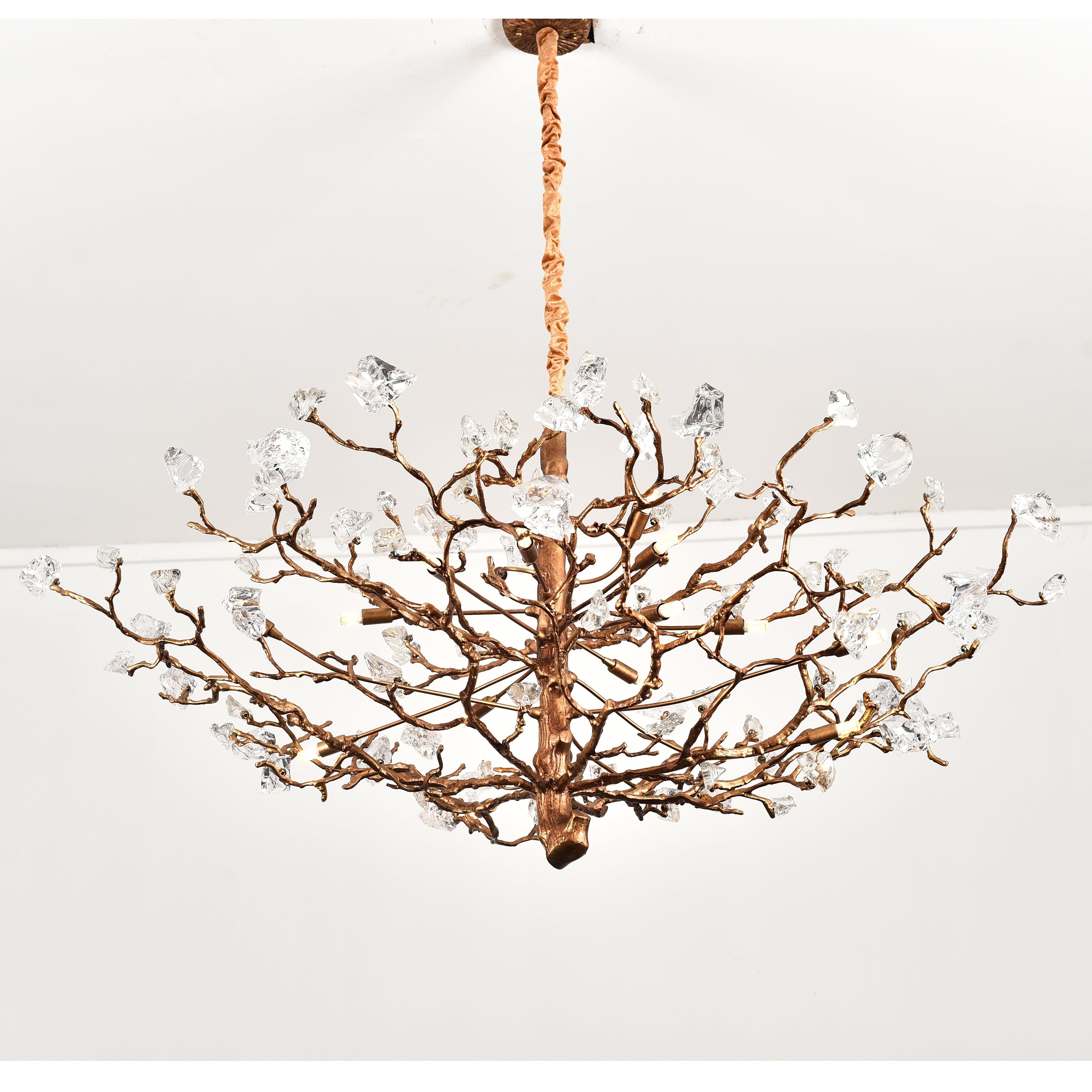 Livio Gemstone Branch Brass Round Chandelier by Bling Lighting Studio