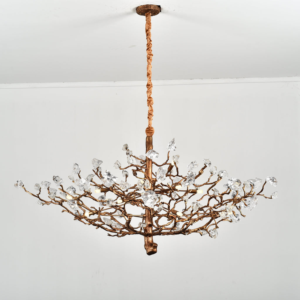 Livio Gemstone Branch Brass Round Chandelier by Bling Lighting Studio