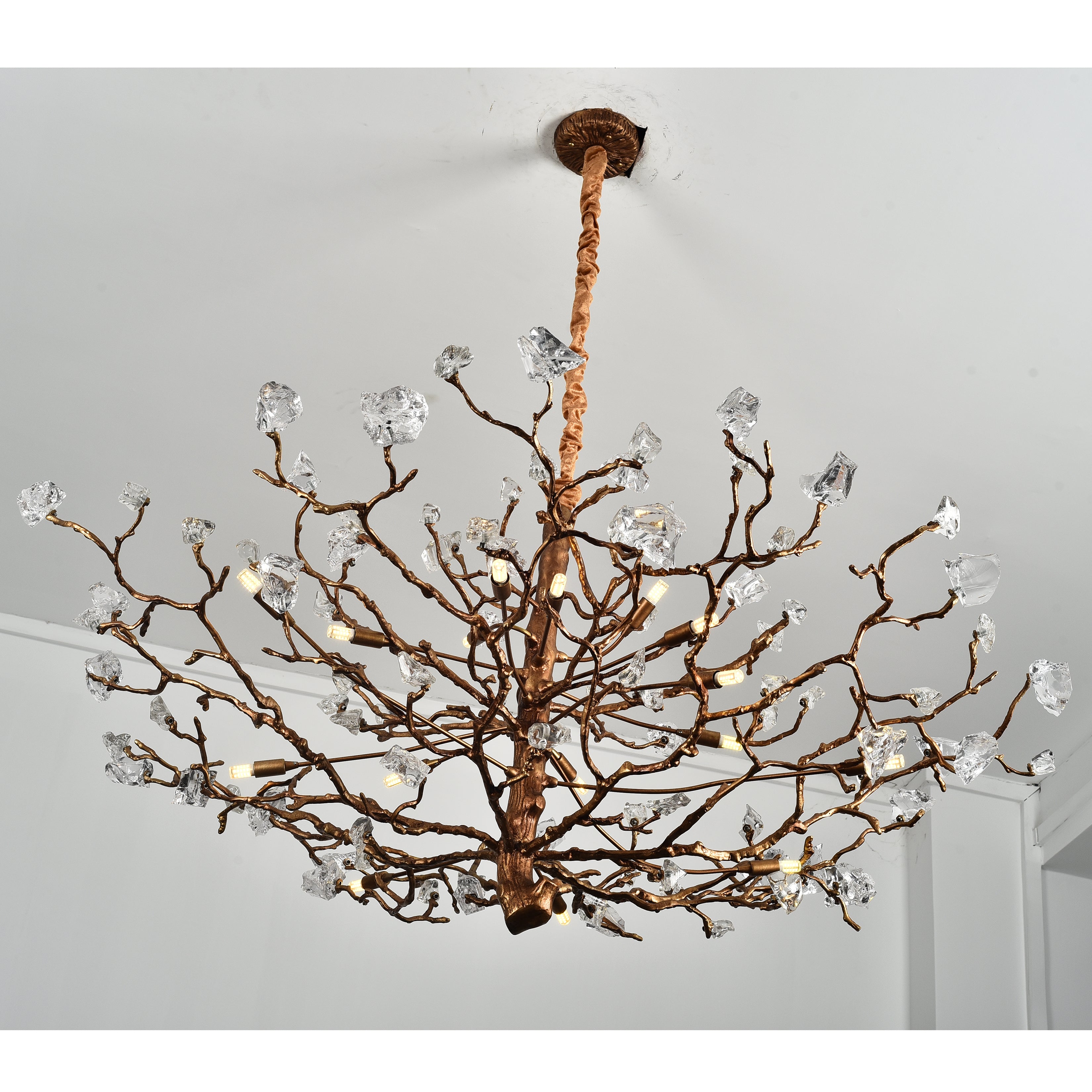 Livio Gemstone Branch Brass Round Chandelier by Bling Lighting Studio