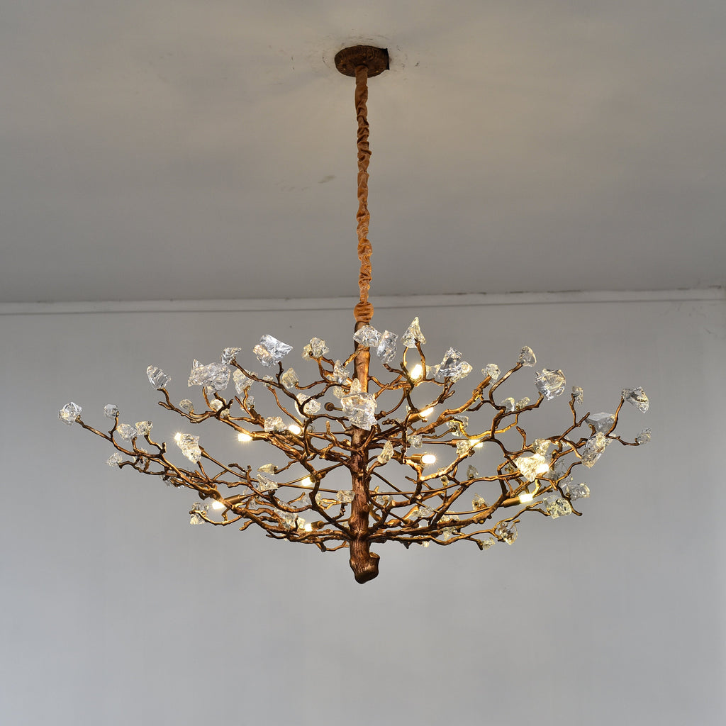 Livio Gemstone Branch Brass Round Chandelier by Bling Lighting Studio