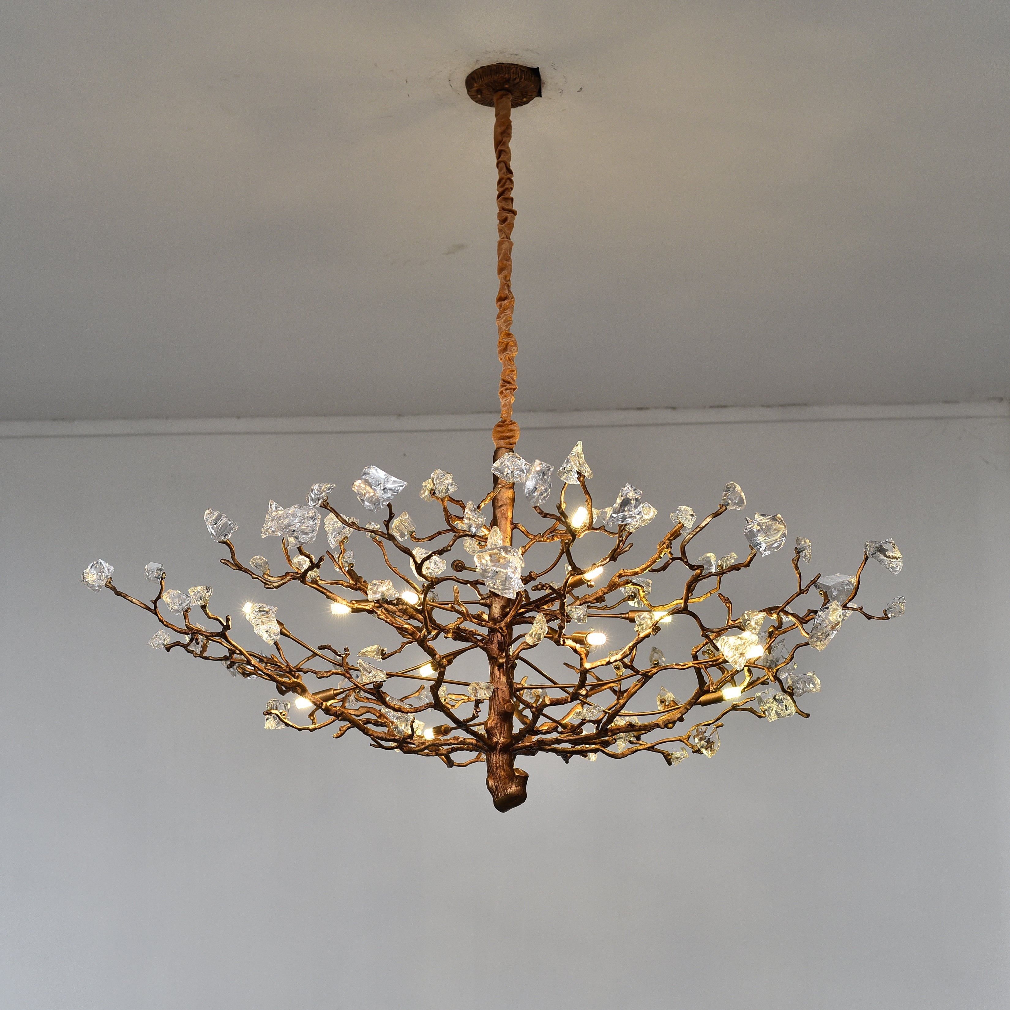 Livio Gemstone Branch Brass Round Chandelier by Bling Lighting Studio