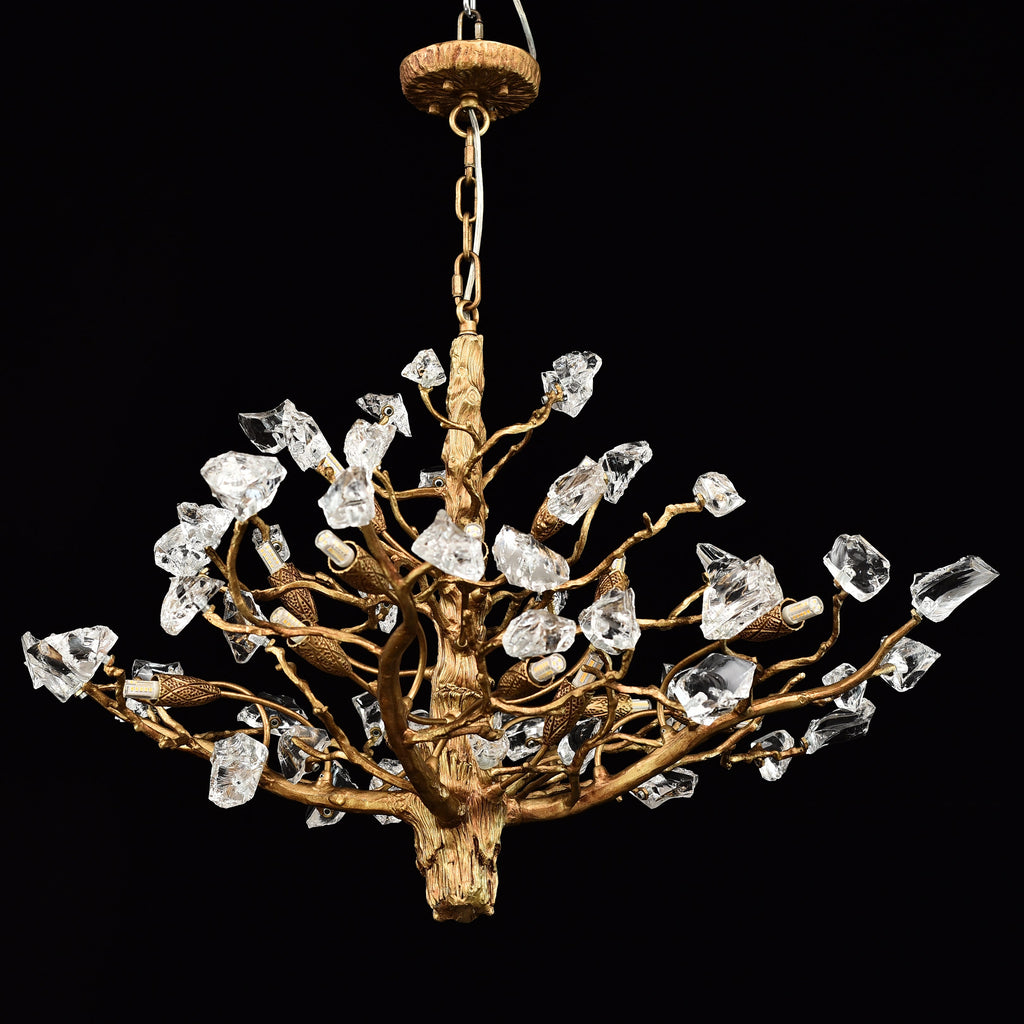 Livio Gemstone Branch Brass Round Chandelier by Bling Lighting Studio