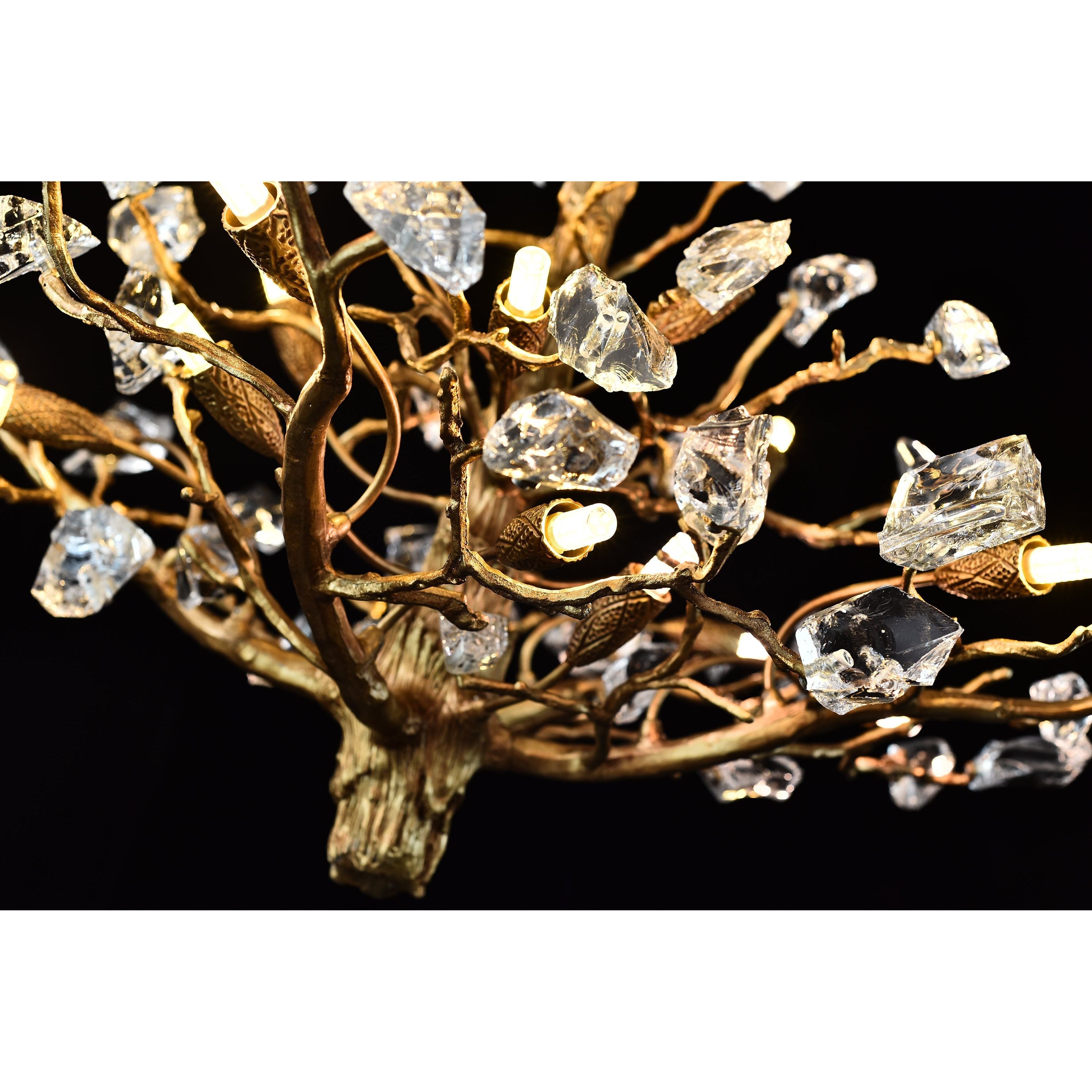 Livio Gemstone Branch Brass Round Chandelier by Bling Lighting Studio