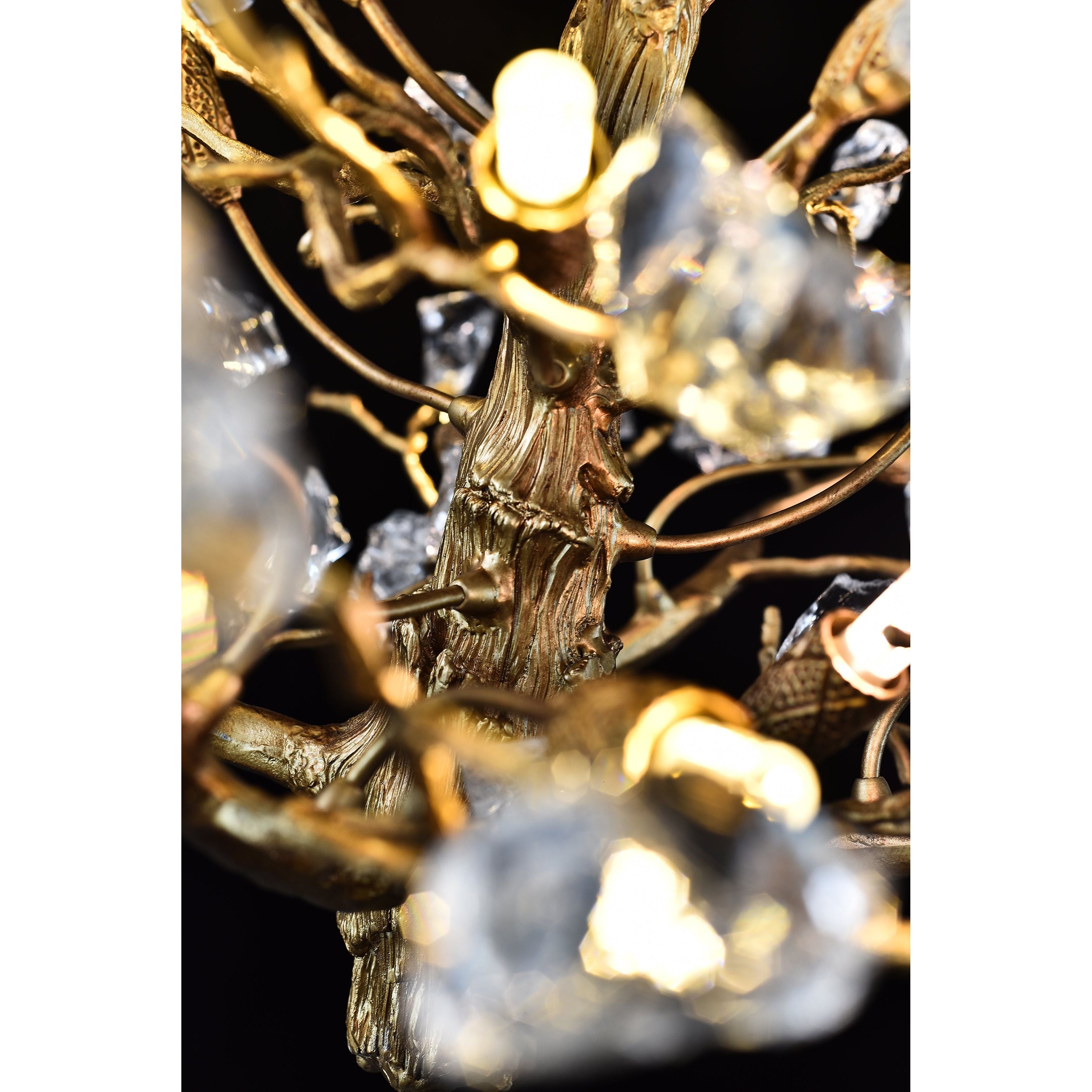 Livio Gemstone Branch Brass Round Chandelier by Bling Lighting Studio