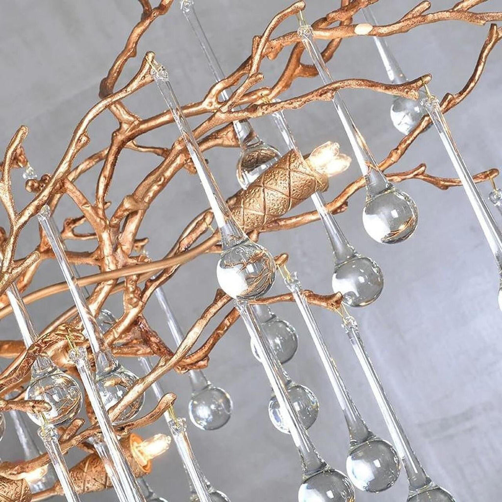 Madelena Crystal Droplet Gold Tree Branch Chandelier - A Chandelier That Looks Like Tree Branches