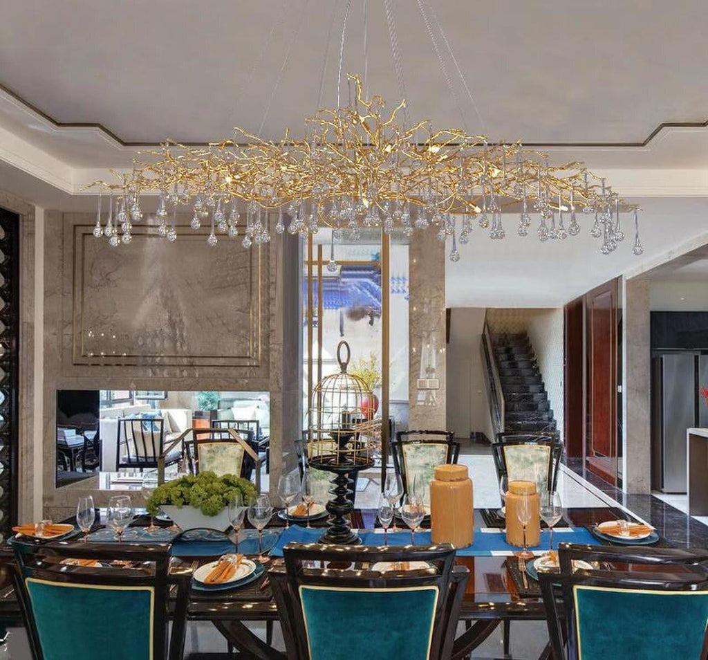 Madelena Crystal Droplet Gold Tree Branch Chandelier - A Chandelier That Looks Like Tree Branches