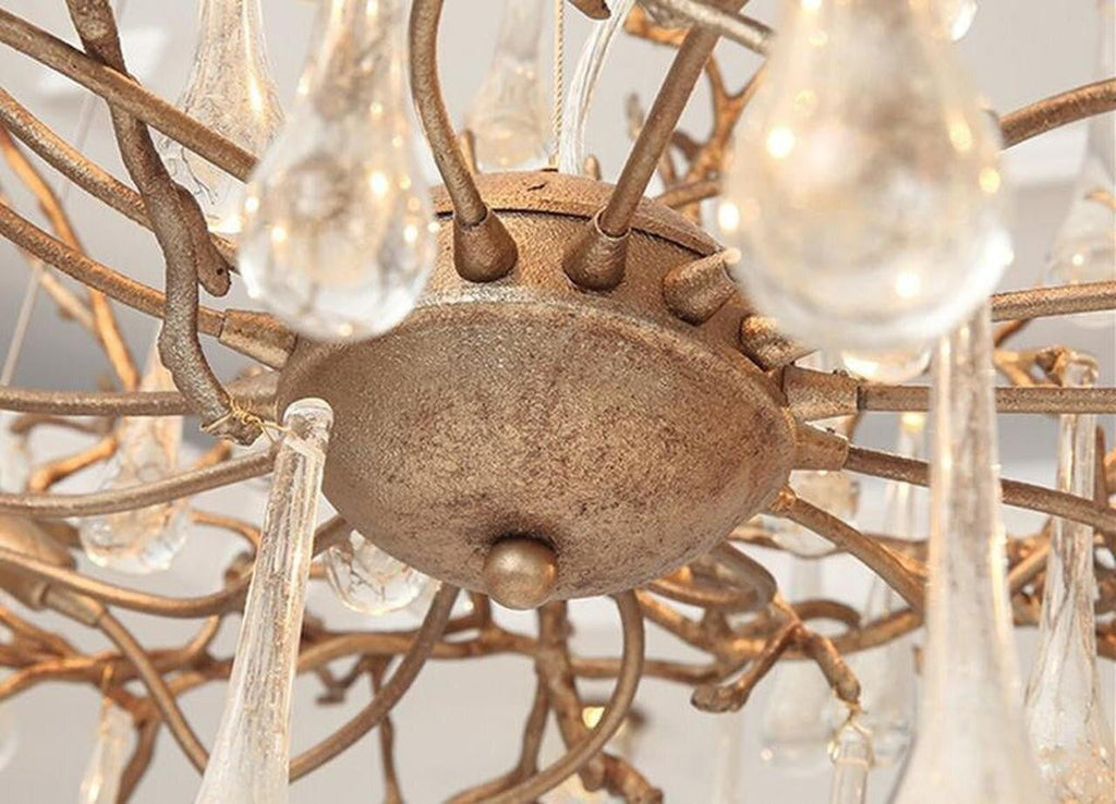 Madelena Crystal Droplet Gold Tree Branch Chandelier - A Chandelier That Looks Like Tree Branches