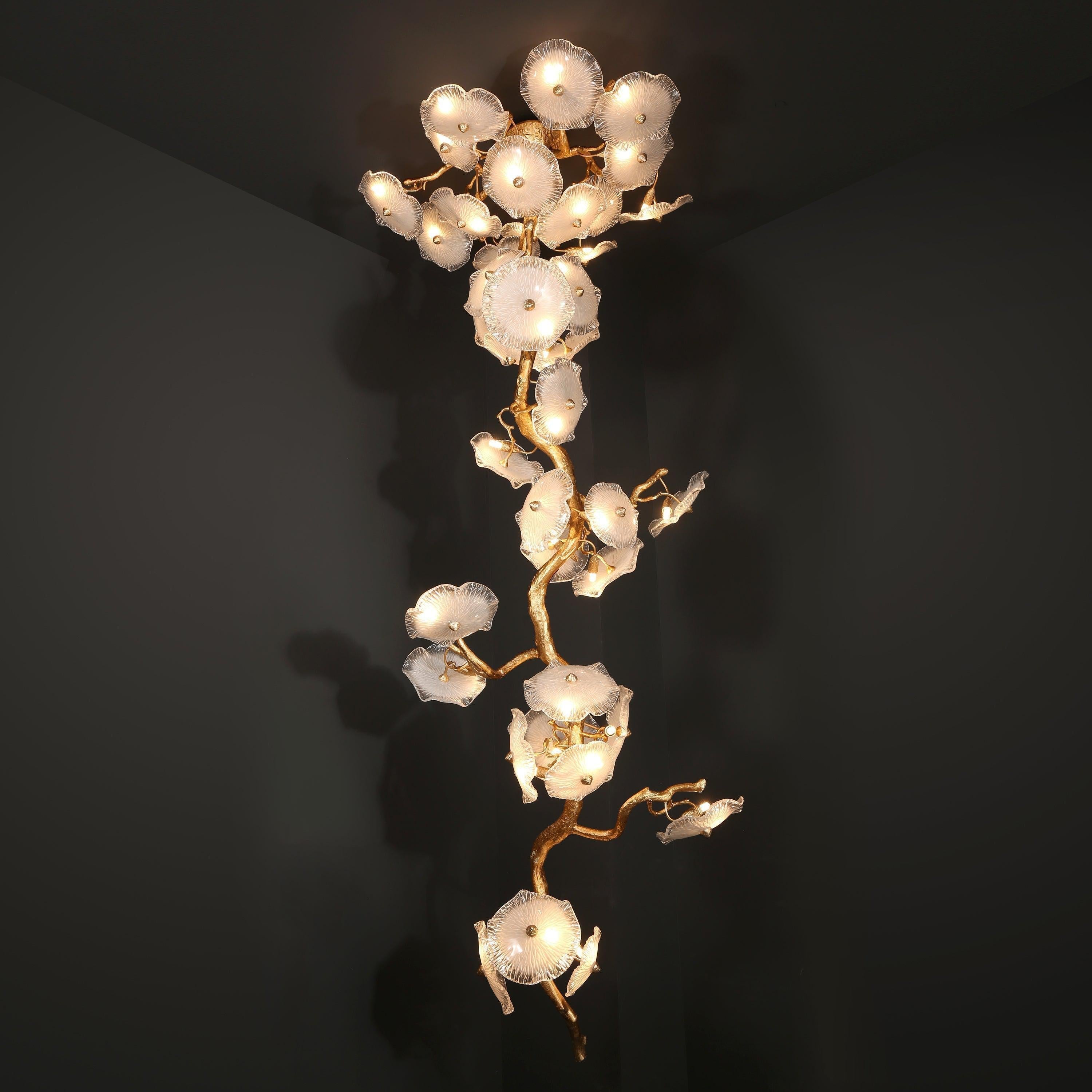 Modern Nenufar Luxury Branch Chandelier For Staircase by Bling Lighting Studio